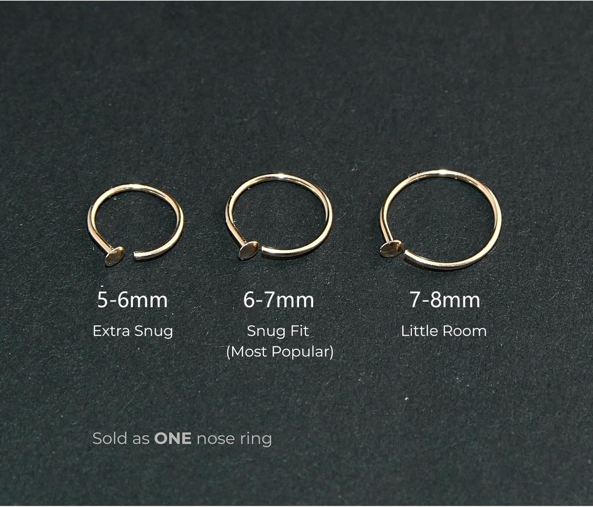 Small Thin Gold Nose Ring Hoop for Women, 14k Gold Filled or 925 Sterling Silver - 20G/22G/24G - photo 4