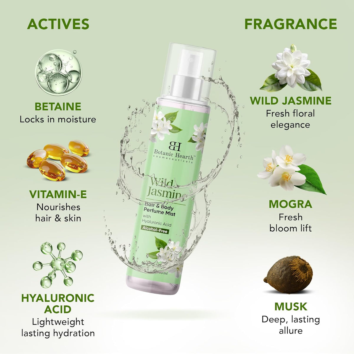 Jasmine Hair Perfume & Body Mist, Alcohol-Free Everyday Fresh Fragrance Spray, 3.4 fl oz - photo 3