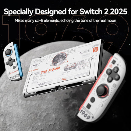 GeekShare Hard Case Compatible with Nintendo Switch 2 (2025), Anti-Scratch Dockable Protective Cover for Switch 2 with Detachable Joysticks, The Moon (Moonlight White)