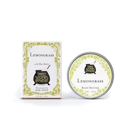 Three SIsters Apothecary Muslin Gift Set - Bar Soap and Body Butter (Lemongrass)