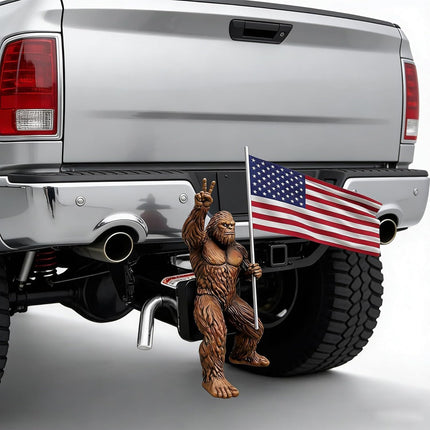 Patriot Bigfoot Trailer Hitch, Bigfoot Trailer Hitch Cover, Funny Bigfoot Tow Hitch Plug for 2" Receivers, USA 250th Anniversary with American Flag Design, Truck SUV Pickup Accessories Gift (2in)