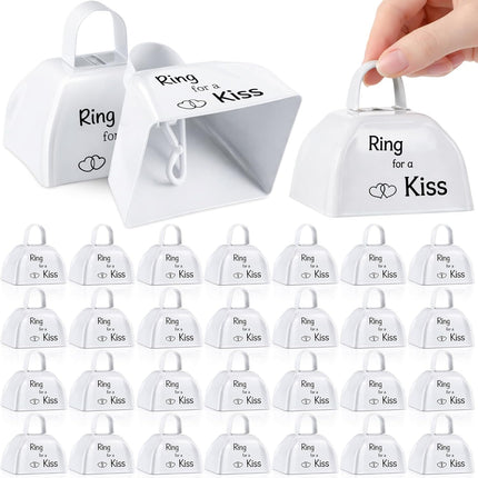 24 Set Wedding Cowbells Ring for a Kiss Party Bell Noise Makers Small Iron Kissing Bells for Sporting Events Wedding Reception Favor Goody Bag Supplies