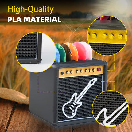 Guitar Picks Holder Box,Amplifier Speaker Style Paddle Holder Guitar Pick Display Holder,For Pick Storage And Display,Gift For Guitar Players Guitarists