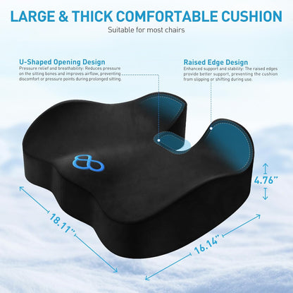 Seat Cushion with Velvet Cover, Thick Memory Foam Cushions for Office Chair, Car Seat, Airplane - photo 2