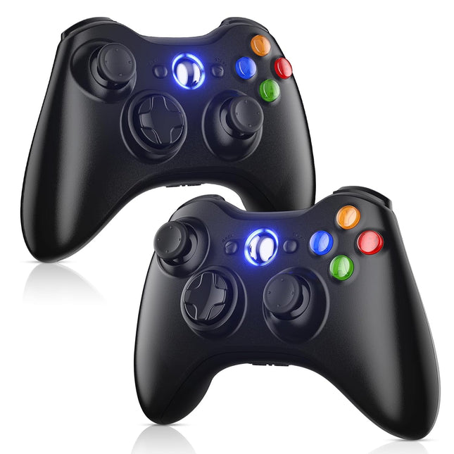 2 Pack Replacement for Xbox 360 Controller, Wireless Controllers Gamepad Upgraded Joystick Compatible with 360 & Slim
