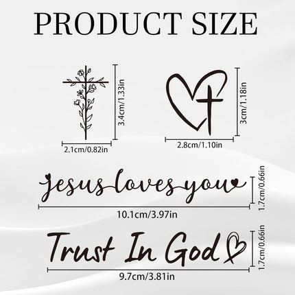 6 Pcs Trust in God Rearview Mirror Stickers, Christian Car Decals for Faith Inspiration, Jesus Loves You Cross Vinyl Mirror Sticker for Cars Auto Window Laptop Decorations (Black)