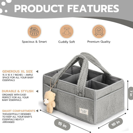 PeraBella Baby Diaper Caddy Organizer with Handle, Boy & Girl Shower Gift Basket, Portable Diaper Storage Basket Bin for Wipes, Newborn Baby Essentials Registry Search Must Haves, Car Caddy Organizer