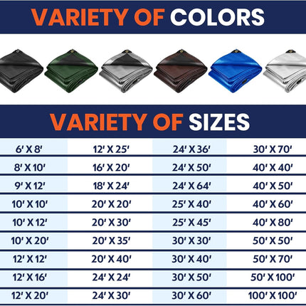 Tarpco Safety Extra Heavy Duty 14 Mil Tarp Cover, Waterproof, UV Resistant, Rip and Tear Proof, Poly Tarpaulin with Reinforced Edges for Roof, Camping, Patio, Pool, Boat (Black 12′ X 12′)