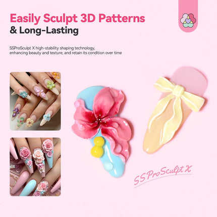 SAVILAND 3D Nail Gel Set: 12 Colors Non-Sticky Soak Off 3D Sculpting Gel for Nail Art Painting Drawing Hand Carving Molding with Sculpture Pen for 3D Nail Art Design Home Salon Manicure DIY