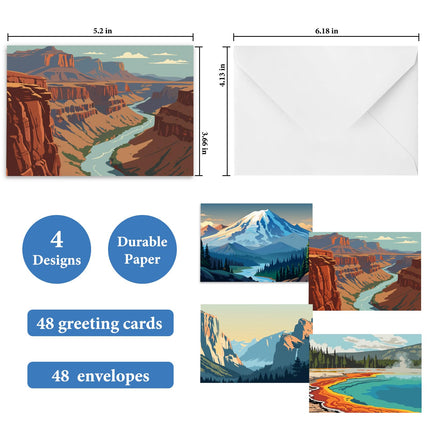 48 Pack Blank Cards National Parks Blank Greeting Cards and Envelopes
