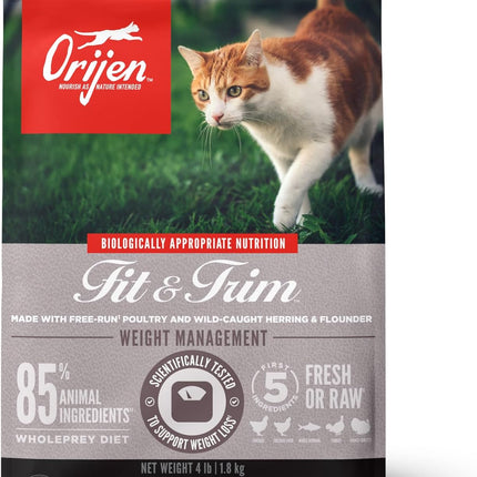 ORIJEN Fit & Trim Grain Free High Protein Premium Dry Cat Food 4lb Bag