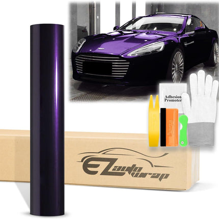 60"X96" (5FTx8FT) Midnight Purple Premium Super Gloss Metallic Glossy Sticker Decal DIY Car Auto Vehicle Vinyl Wrap Air Release Bubble Free Self Adhesive Peel and Stick Free Tool Kit
