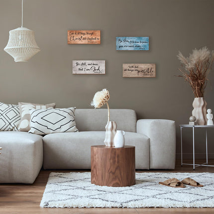 4 Pieces Bible Verses Wall Decor Rustic Wooden Christian Signs Farmhouse Religious Decor for Home Prayer - photo 5