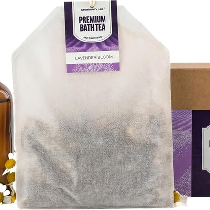 Lavender Bath Tea Soak – 2 Herbal Bath Soak Bags, 7oz Total with Epsom Salt & Dead Sea Salt, Lavender, Chamomile, Oatmeal & Coconut Milk – Spa Inspired Gift