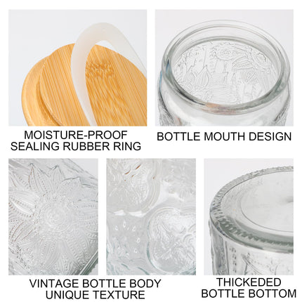 Vintage Glass Jar with Lid, 24oz Food Storage Containers Mason Jars, 2 Pack
