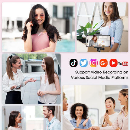 Mini Wireless Lavalier Microphone for iPhone 16/15/14/Android, Lapel Mic with Noise Reduction, 12H, 65ft, Pink Tiny Microphone Content Creator Interview for Vlog YouTube TikTok Recording (Pink)