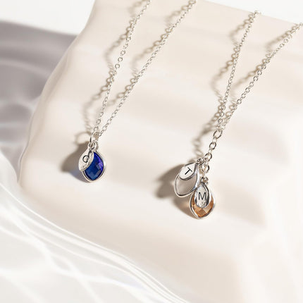 MignonandMignon Birthstone Necklace for Mom Grandma | Personalized Family Initial Necklace for Women | Grandkids Birthstone Jewelry Mothers Day Gift for Her