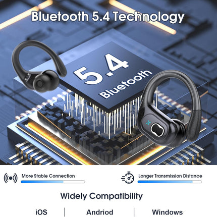 Wireless Earbuds 75hrs Bluetooth 5.4 Headphone Sport, 2026 Bluetooth Earbuds Stereo Deep Bass Over Ear Bud with Earhooks, ENC Noise Cancelling Mic, IPX7 Waterproof Earphone for Gym/Running/Workout