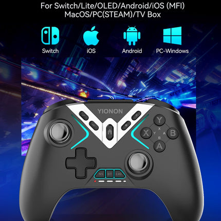 Wireless PC Controller, Bluetooth Game Controller with Hall Effect Joysticks & Triggers for Windows PC, Nintendo Switch, Android/Mobile/TV, iOS, MAC with Loop Macro, Vibration, Turbo, Motion Control
