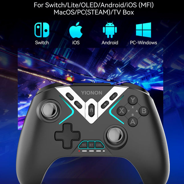 Wireless PC Controller, Bluetooth Game Controller with Hall Effect Joysticks & Triggers for Windows PC, Nintendo Switch, Android/Mobile/TV, iOS, MAC with Loop Macro, Vibration, Turbo, Motion Control