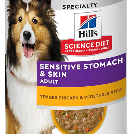 Hill's Science Diet Adult Sensitive Stomach & Skin Wet Dog Food, Chicken & Vegetable Stew, 12.5 oz. Cans, 12-Pack