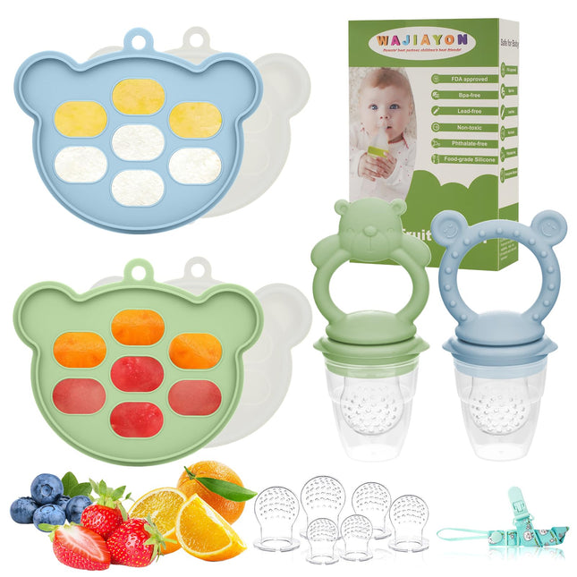 Baby Breastmilk Popsicle Molds & Baby Fruit Feeder (6 Pack), Infant Food Freezer Tray Storage Containers, Silicone Teething Pacifier Feeder and Teether for Babies,Babies Feeder