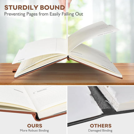 OMEYA Leather Academic Planner 2026-2027: A5 Brown Business Weekly & Monthly Planner for Work, July 2026 – June 2027, 100gsm Thick Paper, Durable Stitched Binding, Tabs, Pen Loop, Pocket