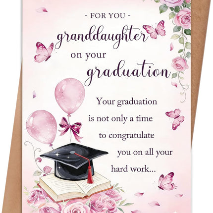 Granddaughter Graduation Card, Inspirational Graduation Cards Gift for Granddaughter, High School & College Graduation Card for Granddaughters