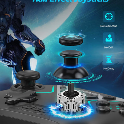 Wireless PC Controller, Bluetooth Game Controller with Hall Effect Joysticks & Triggers for Windows PC, Nintendo Switch, Android/Mobile/TV, iOS, MAC with Loop Macro, Vibration, Turbo, Motion Control