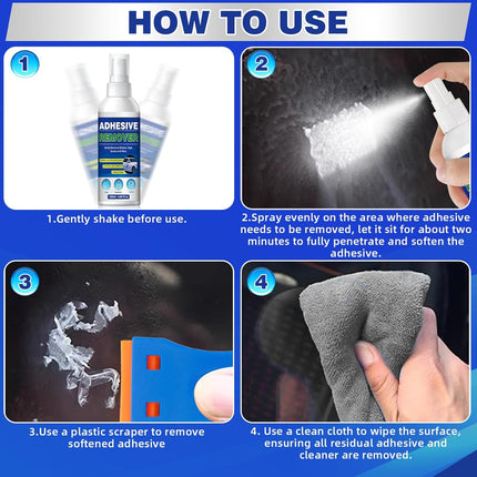 Adhesive Remover, Powerful Sticker Remover Spray with Scraper, Glue Remover for Windows, Glass, Plastic, Carpet, Rapidly Removes Sticker, Glue, Tape, Labels Remover and Car Sticker Remover