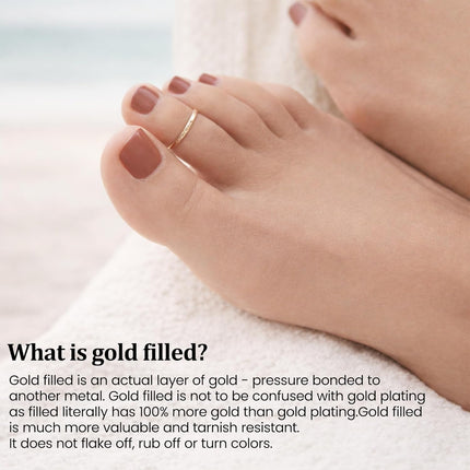 Ellie J Maui Toe Ring for Women– 14k Adjustable – Silver, Gold, or Rose Gold – Simple and Comfortable | 1.3 Hammered band Gold Filled ring, Rose Gold, Sterling Silver