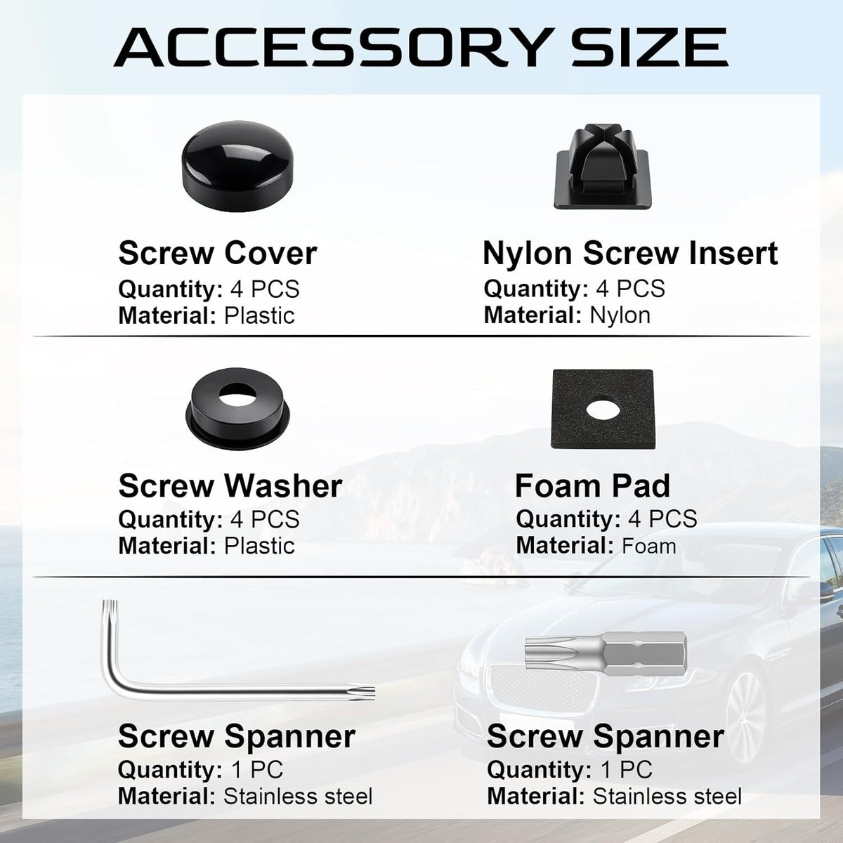 Anti Theft License Plate Screws Set for Securing Frames and Covers, License Plate Bolts, M6 (1/4") - photo 3