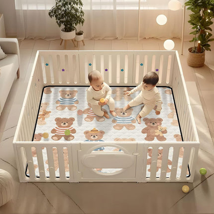 Cartoon Teddy Bears Baby Play Mat 50x50 Inch One-Piece Soft Crawling Mat Waterproof Playmat with Non-Slip Bottom for Babies, Toddlers, and Infants