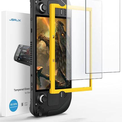 JSAUX 2-Pack Anti Glare Screen Protector for Steam Deck, 9H Hardness Matte Tempered Glass for Steam Deck OLED with Guiding Frame, Scratch Resistant, Comes with Toolkits
