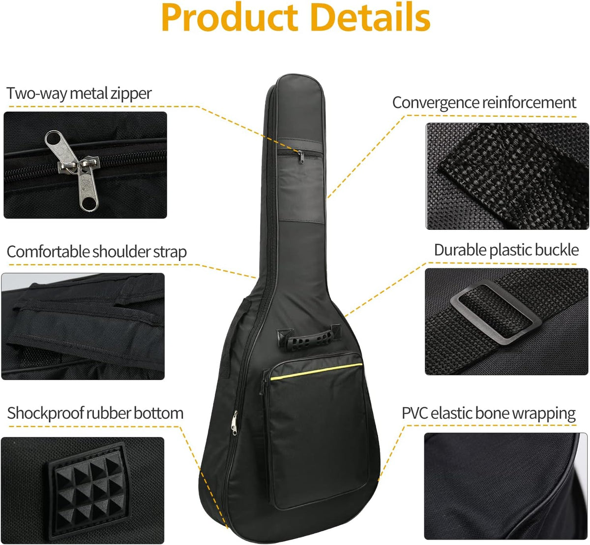 Guitar Bags - 1/2/3 Pack Gig Bags, 38-41 Inch Electric & Acoustic - photo 5