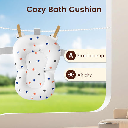 Baby Bathtub,Foldable Baby Bath Tub for Newborn to Toddler (0-18 Months) – Collapsible Infant Tub for Travel with Thermometer, Soft Cushion,Grey