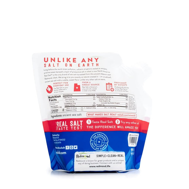 Redmond Real Salt - Ancient Fine Sea Salt, Unrefined Mineral Salt, 16 Ounce Pouch (1 Pack)