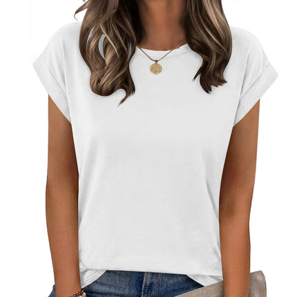 Womens Tops Summer Casual Cap Sleeve Tshirts Shirts Business Blouses