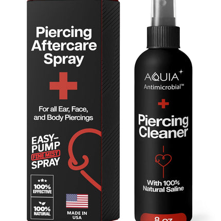 Piercing Aftercare Spray | Ear Piercing Cleaner 8oz | Saline Spray for Piercings; Saline Solution for Piercings; Aftercare of Pierced Ear, Septum, Belly, Nose, Body; Pierce Cleaner Salt Mist Solution