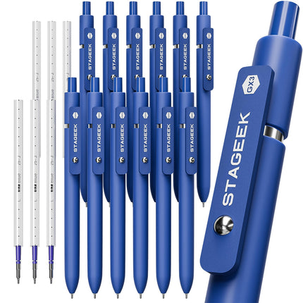 GX3 Blue Gel Pens, 6Pcs Quick Dry Smooth Writing Pen with 3 Refills