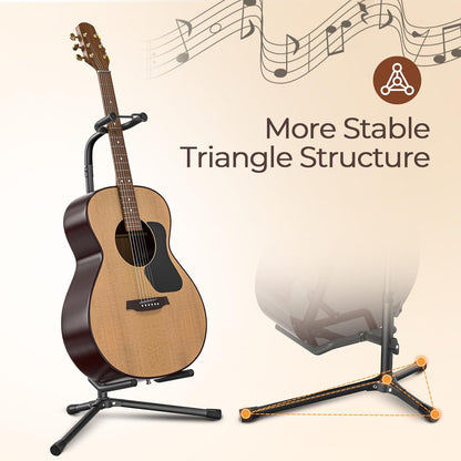 Adjustable Folding Guitar Stand for Electric, Classical Guitars and Bass, Black - photo 4