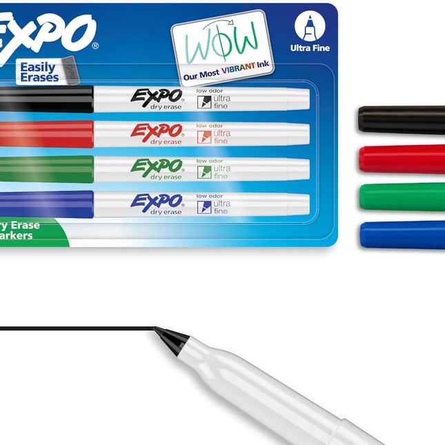 Low Odor Ultra Fine Tip Dry Erase Markers, Assorted Colors