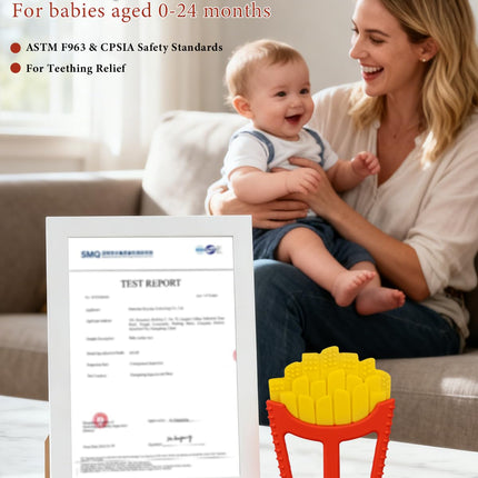 Chuya Infant Teether Baby Toys 0-6 6-12 12-18 Months,French Fries Shape Teething Toy Baby Teething Relief Infant Toys Sensory Toys for Babies Soothes Sore Gums Boys Girls Gift Easy-Grasp