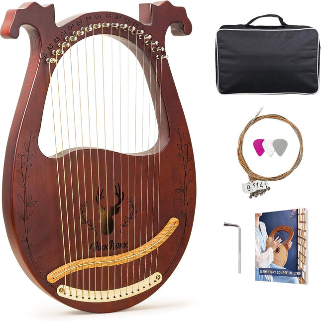 16-String Mahogany Lyre Harp Kit for Beginners