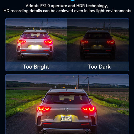 Cámara para auto frontal, trasera e interior de 3 canales, cámara de tablero 4K Full HD para autos
