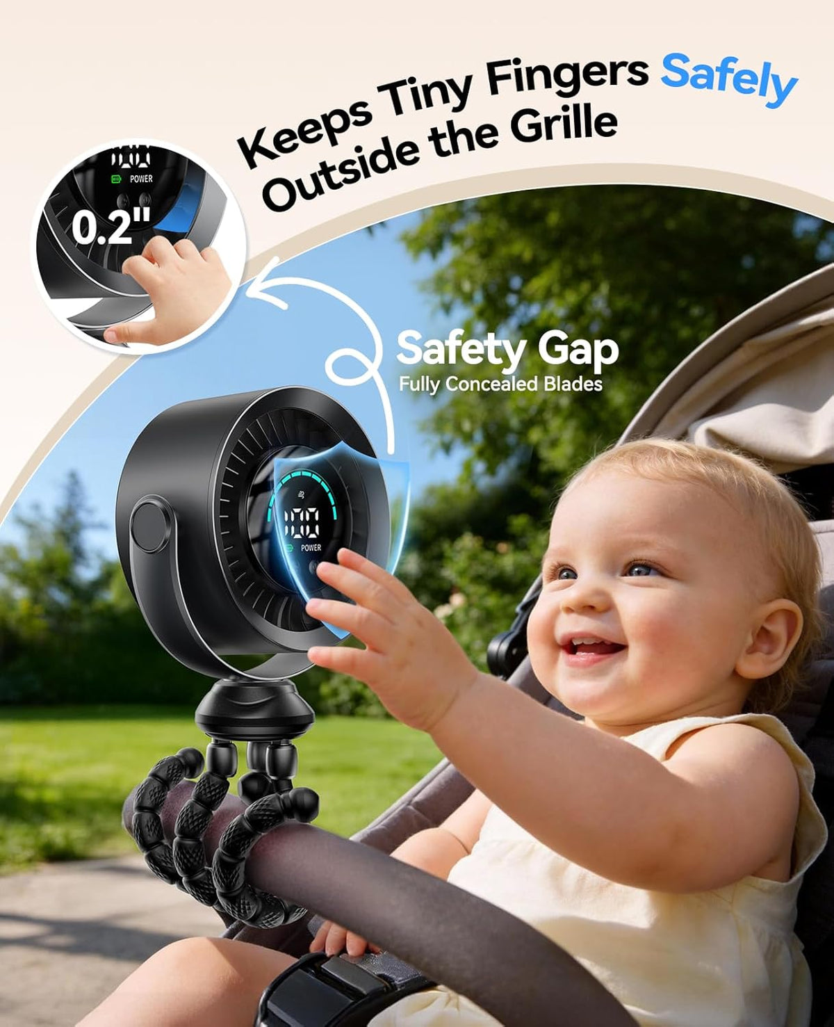 Portable Baby Stroller Fan, 360° Adjustable Quiet Rechargeable USB Clip Fan with LED Display, 100 - photo 2
