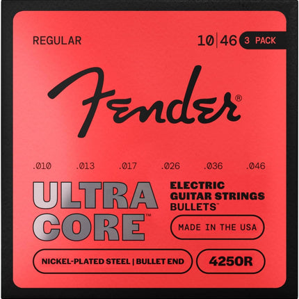 1250 Ultracore Guitar Strings, Nickel Plated Steel, Ball End, 1250R Gauges .010-.046, (6) 3-Pack