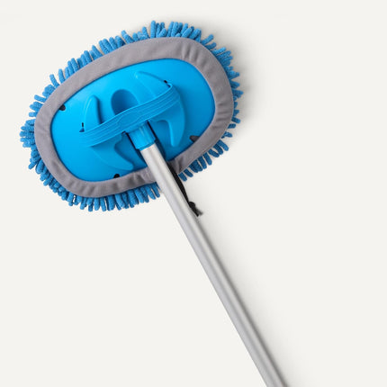 Amazon Basics Car Wash Brush with Long Handle, Microfiber Mop Mitt, for Car RV Truck, 62 inch, Blue