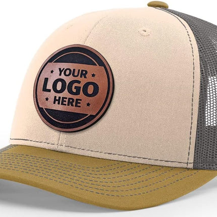 Custom Trucker Leather Patch Hat Laser Engraved