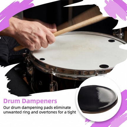 Miwayer 24 pcs in 3 Sizes - Drum Dampeners, Cymbals Drum Dampening Moon Gels Mute Pads for Drum Set Accessories (Black 24 Pieces)